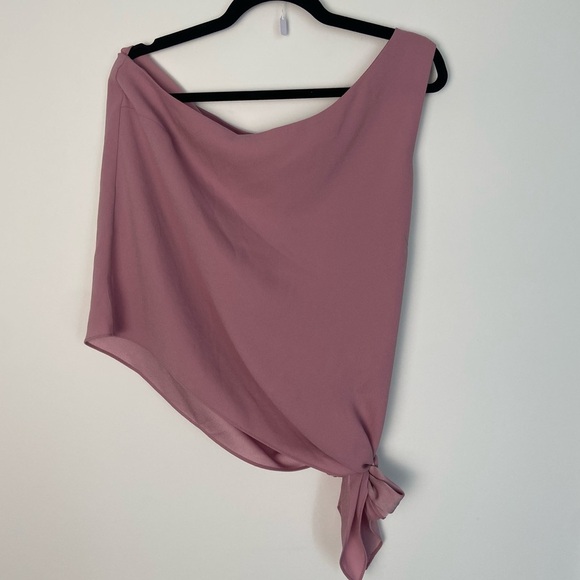 Bcbg maxazria pink one shoulder blouse with tie med - Picture 8 of 9